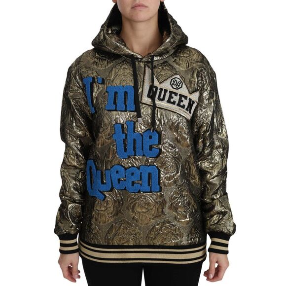 Dolce & Gabbana Im The Queen Jaquard Gold SweatshirtWomen's Hoodie